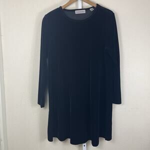 Vintage Amanda Smith Black Velvet Dress Womens Size 12 Whimsigoth